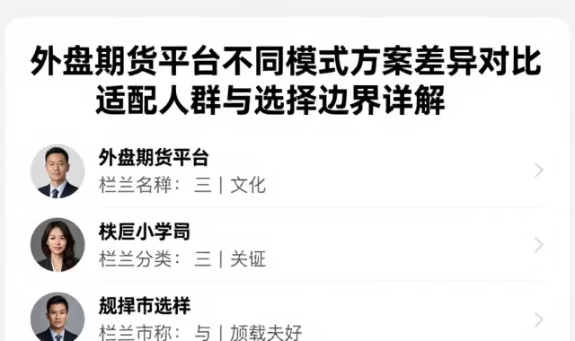 外盘期货平台不同模式方案差异对比适配人群与选择边界详解