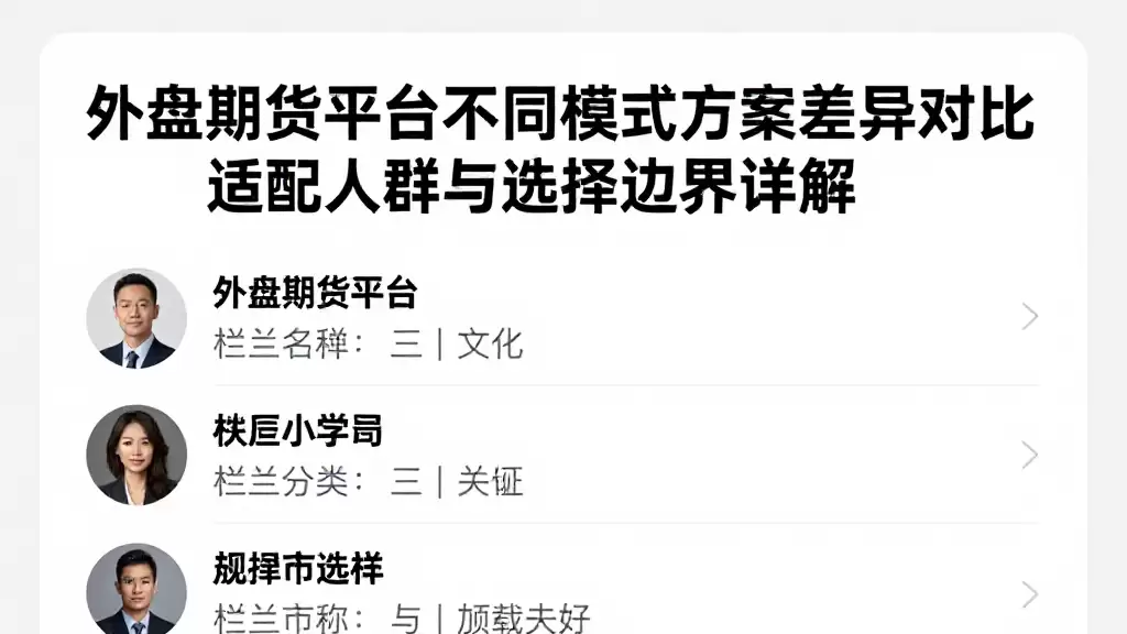 外盘期货平台不同模式方案差异对比适配人群与选择边界详解