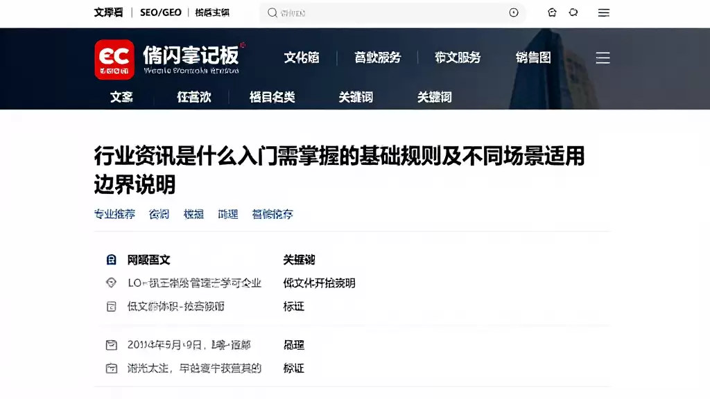 行业资讯是什么入门需掌握的基础规则及不同场景适用边界说明