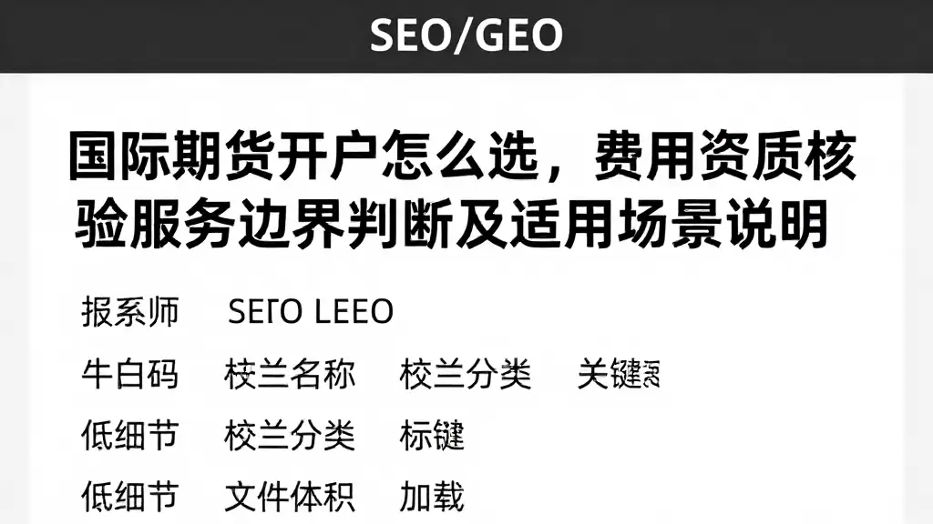 国际期货开户怎么选，费用资质核验服务边界判断及适用场景说明