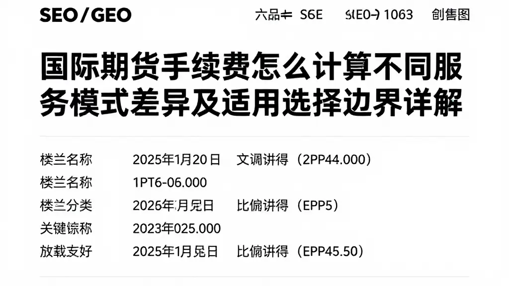 国际期货手续费怎么计算不同服务模式差异及适用选择边界详解