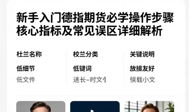 新手入门德指期货必学操作步骤核心指标及常见误区详细解析