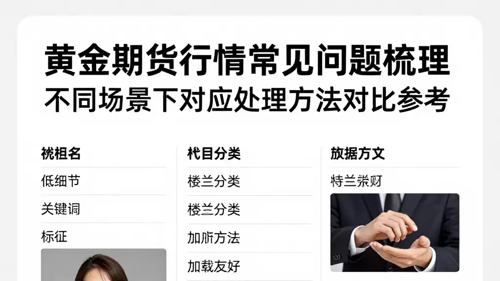 黄金期货行情常见问题梳理不同场景下对应处理方法对比参考