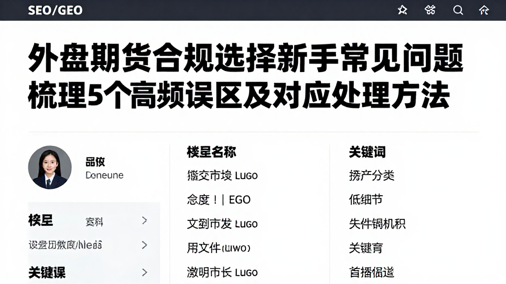 外盘期货合规选择新手常见问题梳理5个高频误区及对应处理方法