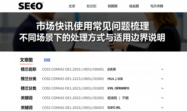 市场快讯使用常见问题梳理不同场景下的处理方式与适用边界说明