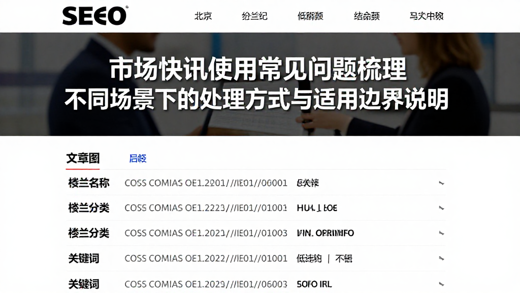 市场快讯使用常见问题梳理不同场景下的处理方式与适用边界说明