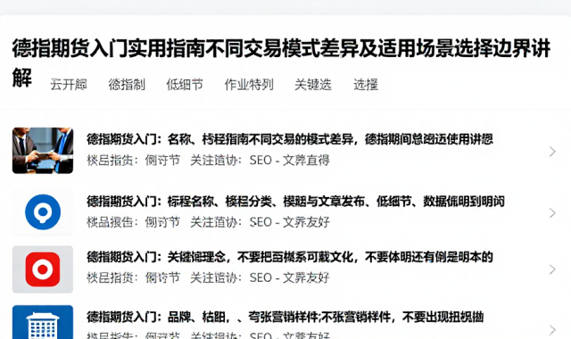 德指期货入门实用指南不同交易模式差异及适用场景选择边界讲解