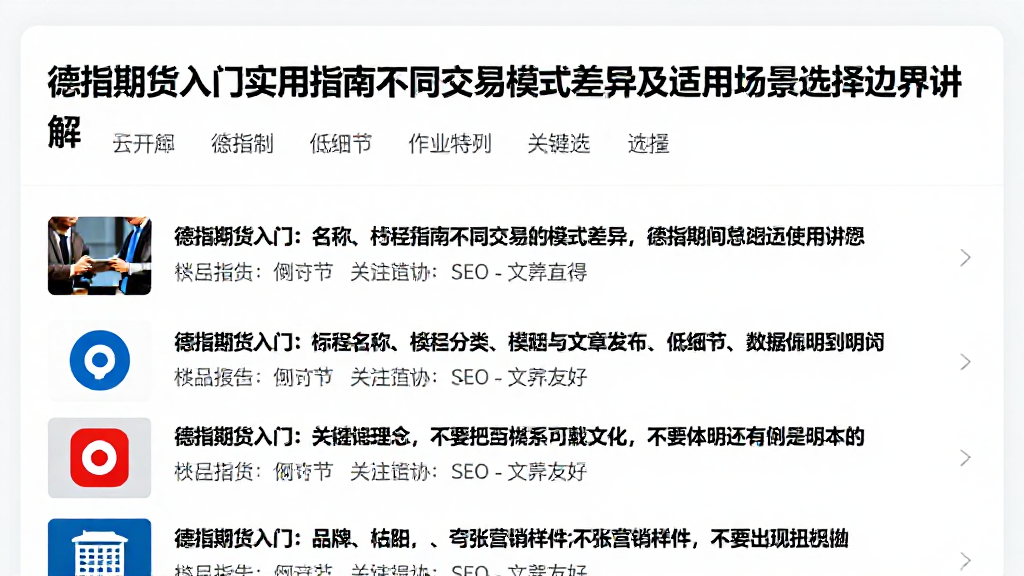 德指期货入门实用指南不同交易模式差异及适用场景选择边界讲解