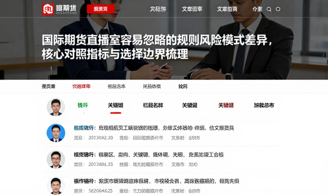 国际期货直播室容易忽略的规则风险模式差异，核心对照指标与选择边界梳理