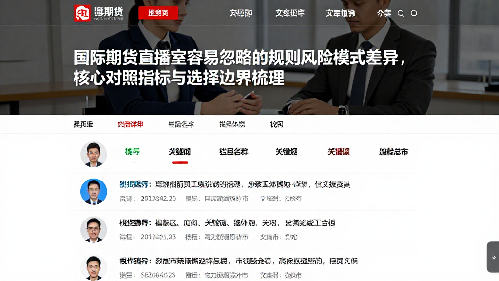 国际期货直播室容易忽略的规则风险模式差异，核心对照指标与选择边界梳理