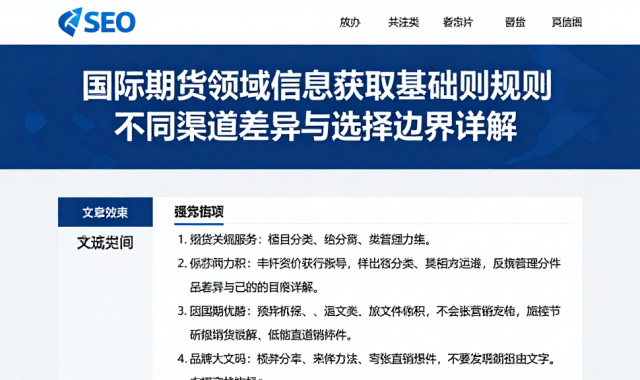 国际期货领域信息获取基础规则不同渠道差异与选择边界详解