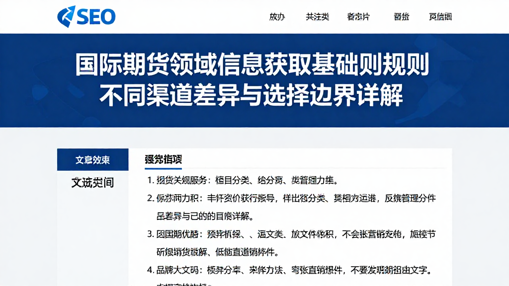 国际期货领域信息获取基础规则不同渠道差异与选择边界详解