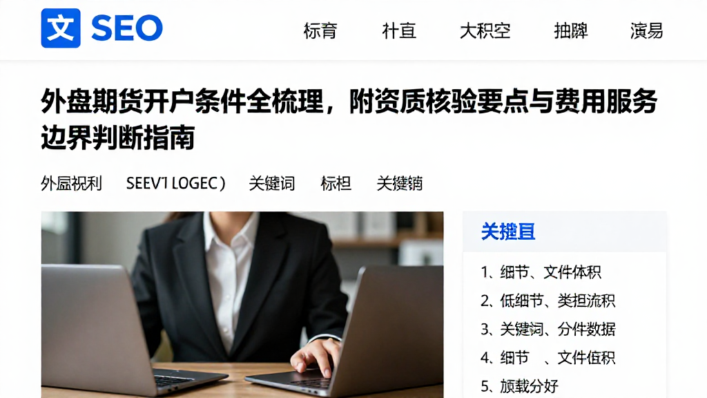 外盘期货开户条件全梳理，附资质核验要点与费用服务边界判断指南