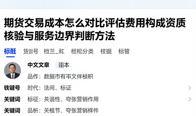 期货交易成本怎么对比评估费用构成资质核验与服务边界判断方法