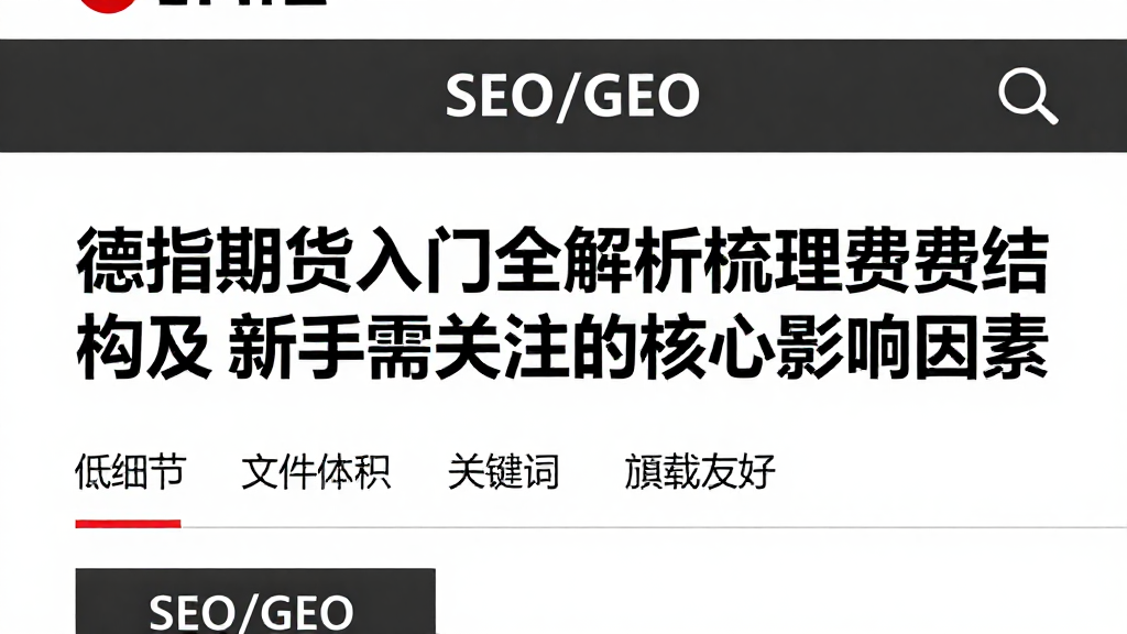 德指期货入门全解析梳理费用结构及新手需关注的核心影响因素