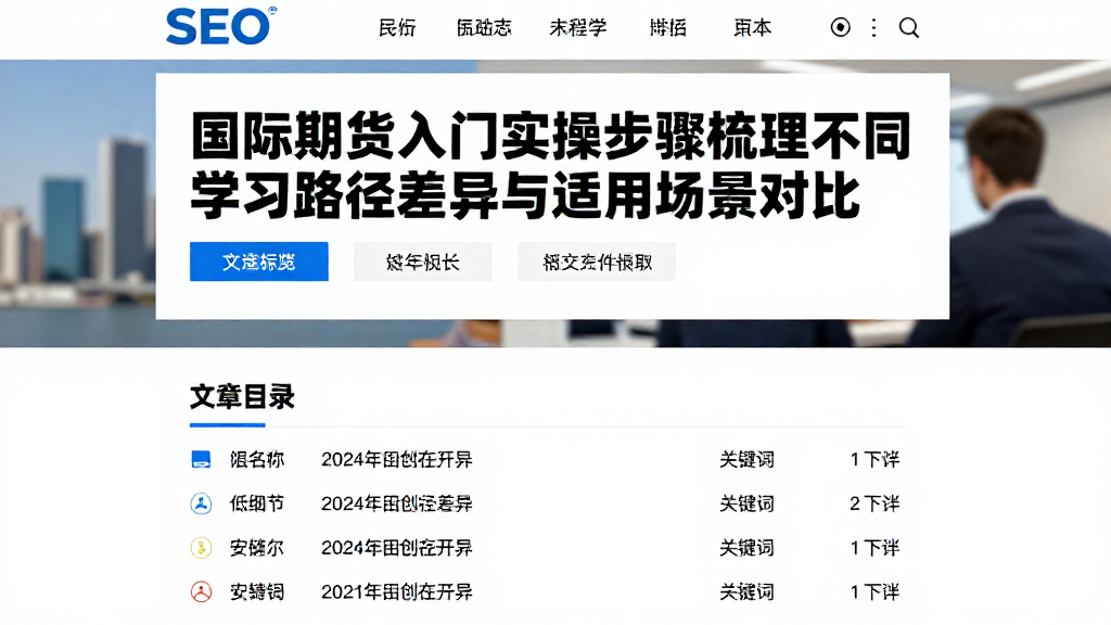 国际期货入门实操步骤梳理不同学习路径差异与适用场景对比