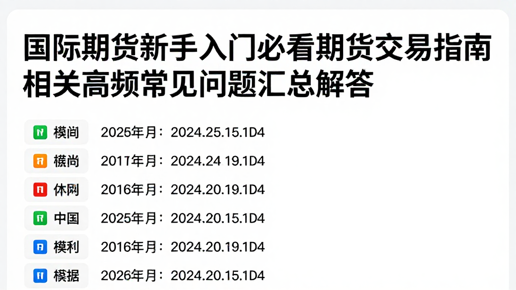 国际期货新手入门必看期货交易指南相关高频常见问题汇总解答