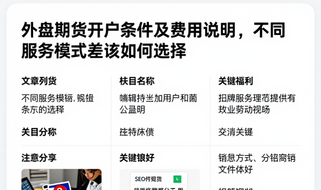 外盘期货开户条件及费用说明，不同服务模式差异该如何选择