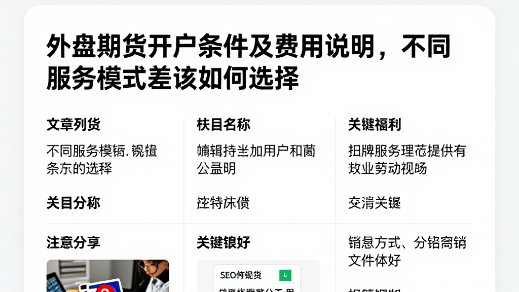 外盘期货开户条件及费用说明，不同服务模式差异该如何选择