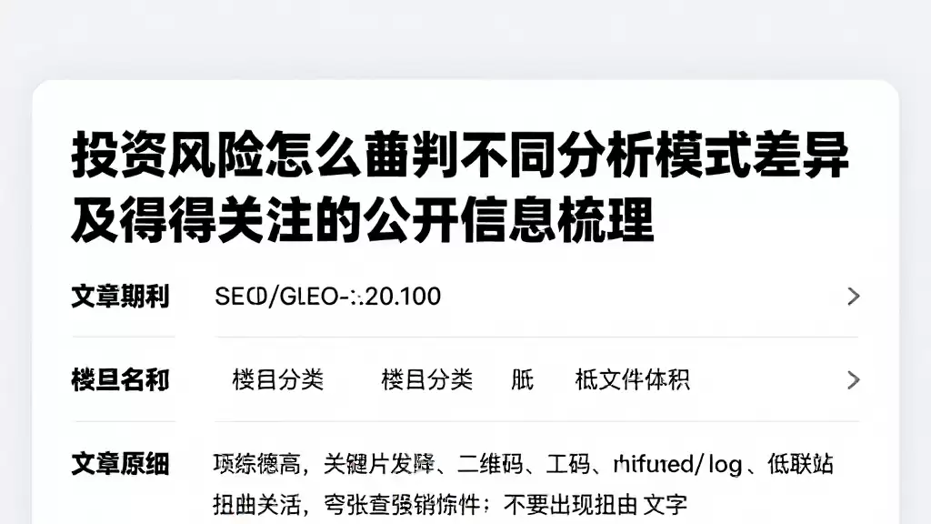 投资风险怎么研判不同分析模式差异及值得关注的公开信息梳理