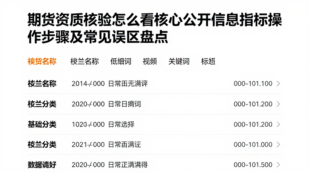 期货资质核验怎么看核心公开信息指标操作步骤及常见误区盘点