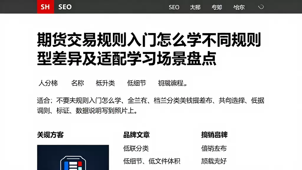 期货交易规则入门怎么学不同规则类型差异及适配学习场景盘点