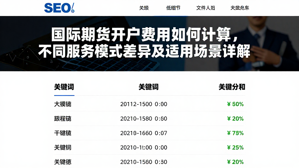国际期货开户费用如何计算，不同服务模式差异及适用场景详解