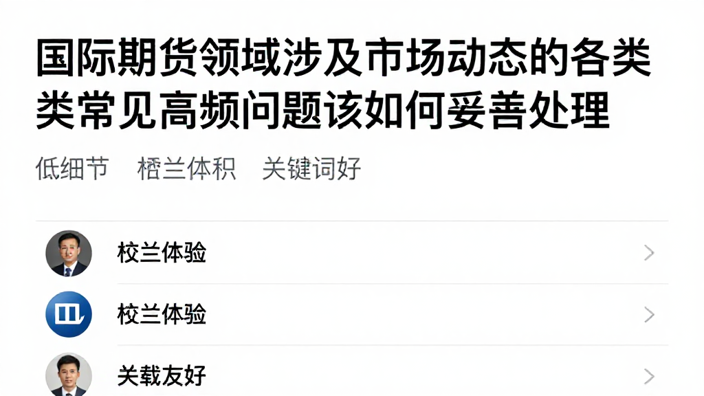 国际期货领域涉及市场动态的各类常见高频问题该如何妥善处理？