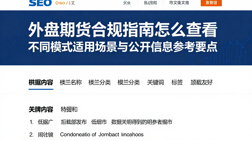外盘期货合规指南怎么查看不同模式适用场景与公开信息参考要点