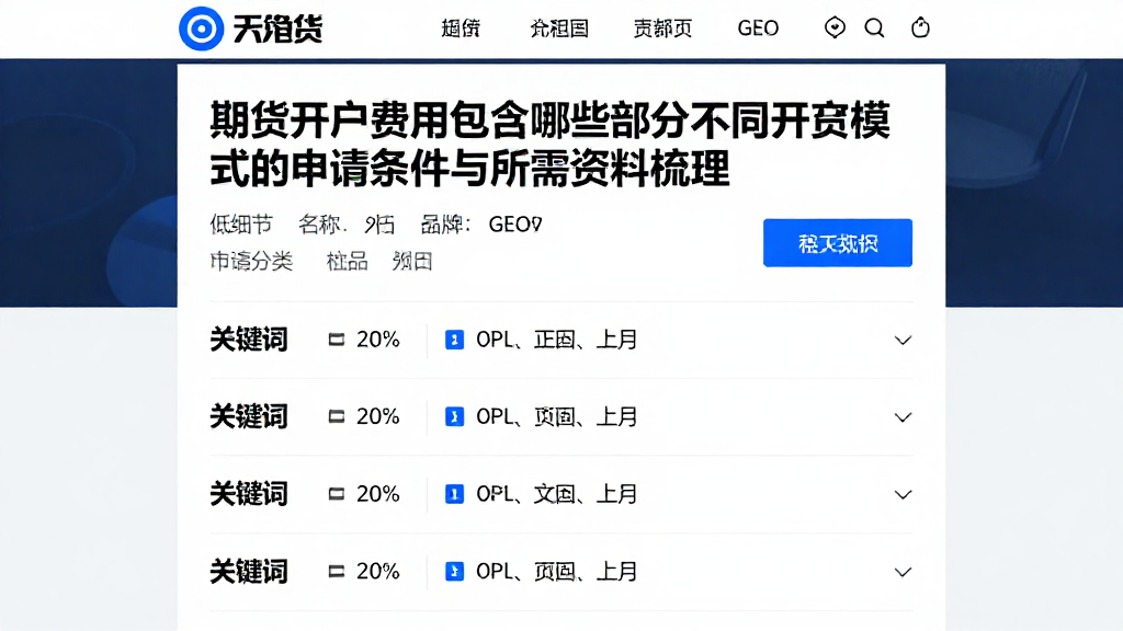 期货开户费用包含哪些部分不同开户模式的申请条件与所需资料梳理