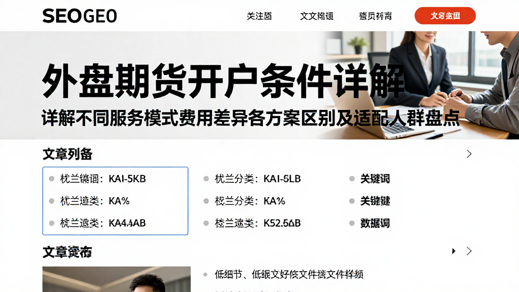 外盘期货开户条件详解不同服务模式费用差异各方案区别及适配人群盘点