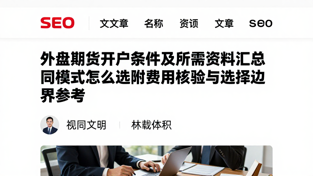 外盘期货开户条件及所需资料汇总不同模式怎么选附费用核验与选择边界参考