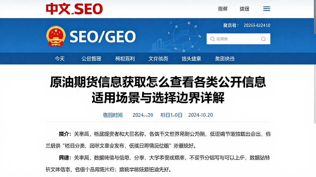 原油期货信息获取怎么查看各类公开信息适用场景与选择边界详解