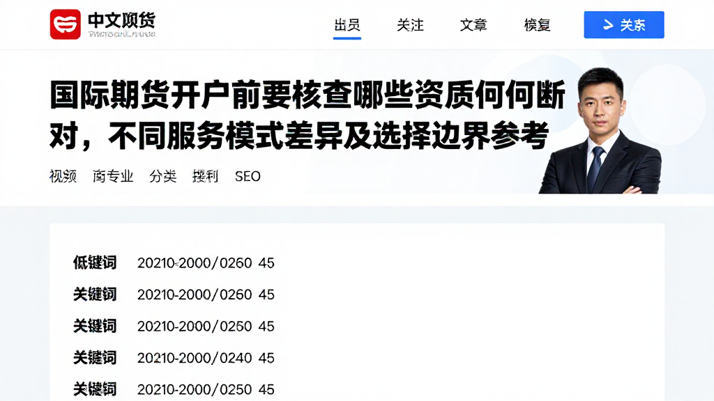 国际期货开户前要核查哪些资质如何判断对，不同服务模式差异及选择边界参考