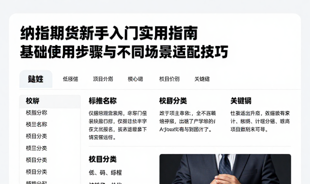 纳指期货新手入门实用指南基础使用步骤与不同场景适配技巧