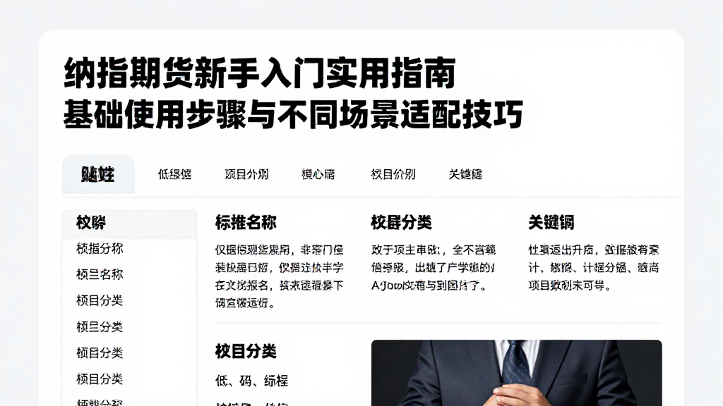 纳指期货新手入门实用指南基础使用步骤与不同场景适配技巧