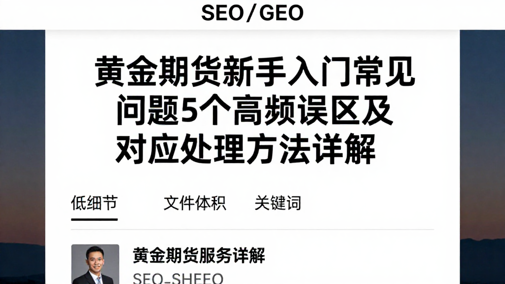黄金期货新手入门常见问题5个高频误区及对应处理方法详解
