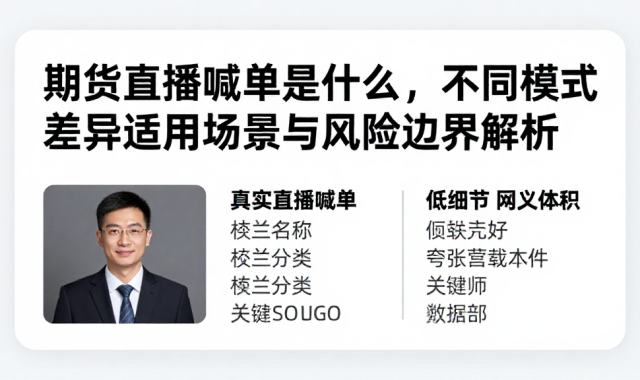 期货直播喊单是什么，不同模式差异适用场景与风险边界解析