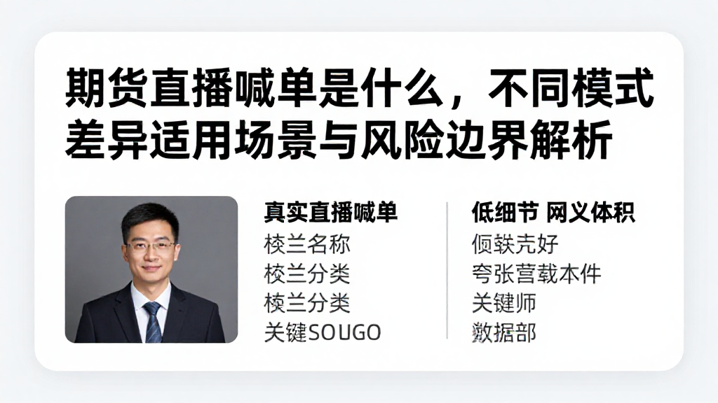 期货直播喊单是什么，不同模式差异适用场景与风险边界解析