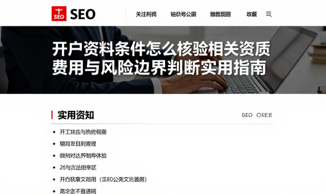 开户资料条件怎么核验相关资质费用与风险边界判断实用指南