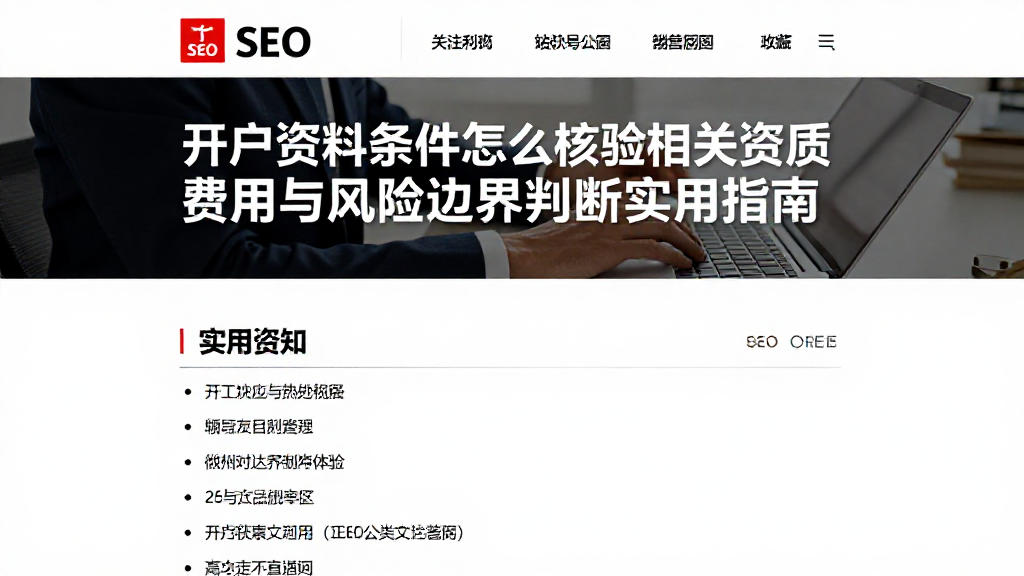 开户资料条件怎么核验相关资质费用与风险边界判断实用指南