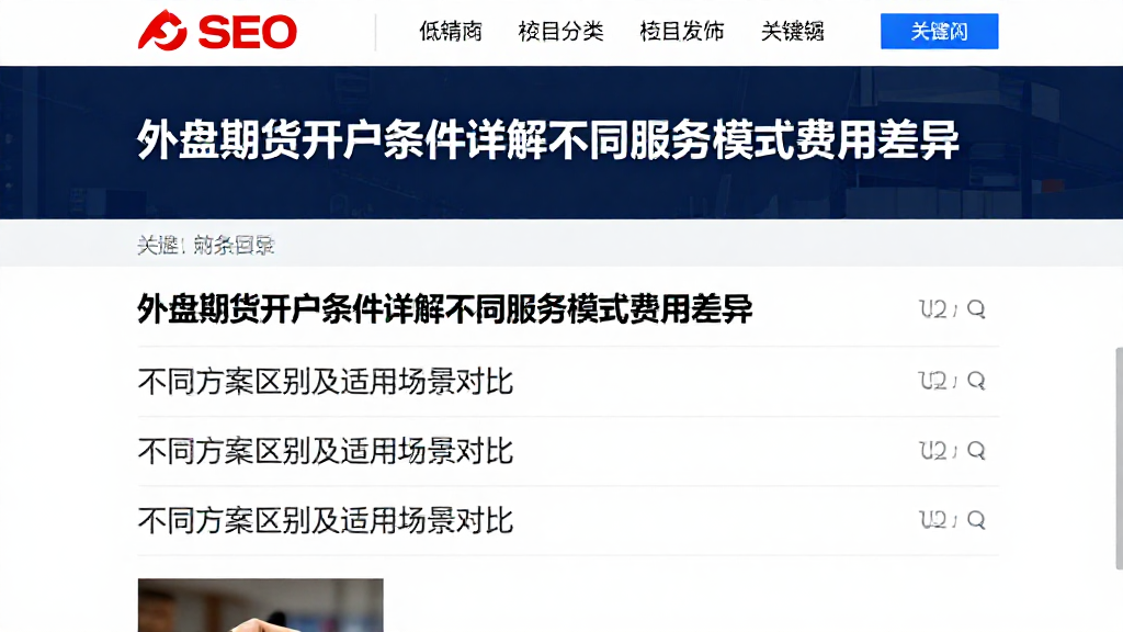 外盘期货开户条件详解不同服务模式费用差异，不同方案区别及适用场景对比